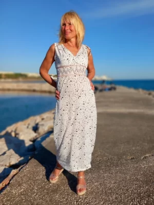 joustomekko musta valkoinen Pitkä kesämekko | Lång sommarklänning