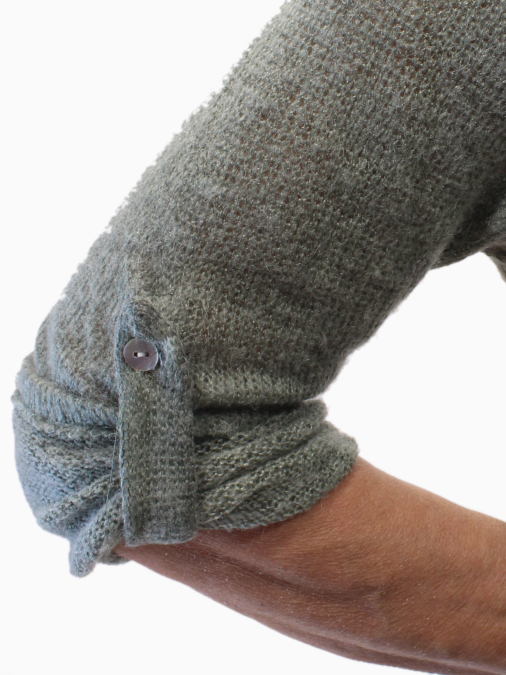 harmaa tunika pitsineulepusero naiselle | Spets stickad tröja