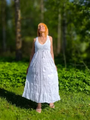 pitsimekko valkoinen Pitkä pitsimekko