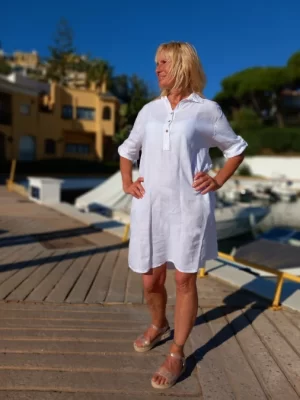 paitapusero valkoinen pellava Naisten pitkä Pellava paitapusero