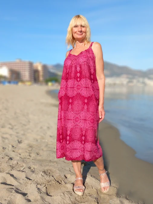 punainen kesämekko Tunikamekko | Tunika taskuilla