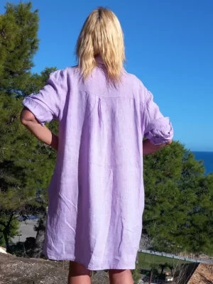 violetti paitapusero pellava Naisten pitkä Pellava paitapusero