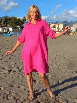 naisten kauluspaitapusero Naisten pitkä Pellava paitapusero