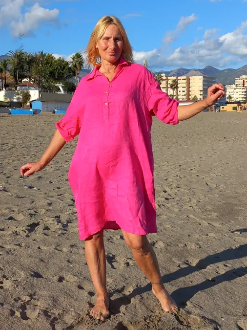 naisten kauluspaitapusero Naisten pitkä Pellava paitapusero