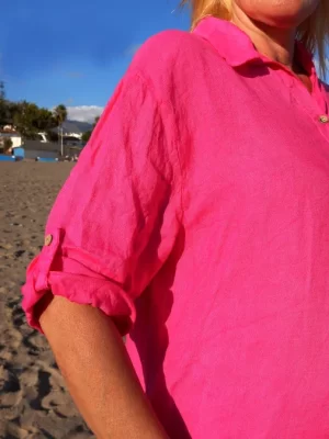 naisten pinkki paitapusero puolipitkä hiha