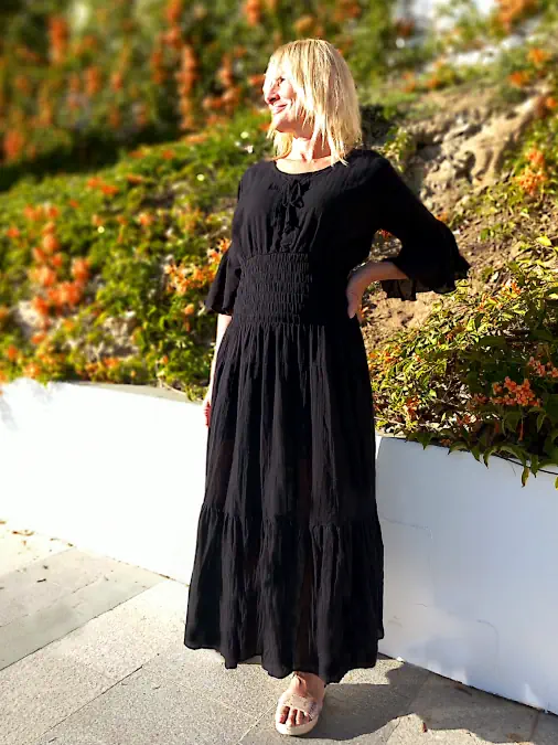 pitkä musta mekko Pitkä juhlamekko | Puuvillainen mekko