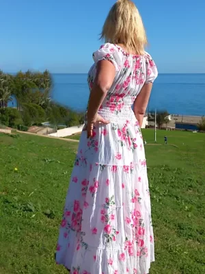 pitkä puuvillamekko | lång klänning bomull