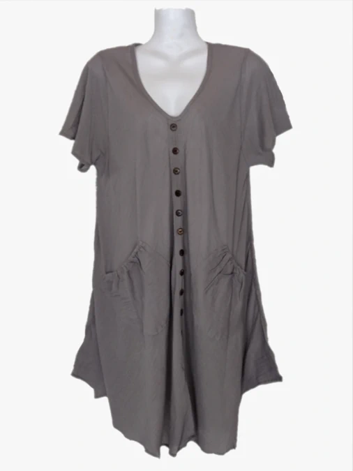 harmaa tunika naisten taskutunika